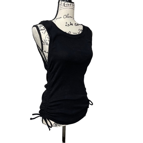 Good American Women's Rouched Tank Top Black Size 2 - Picture 8 of 13